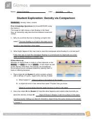 Density Via Comparison Answer Key PDF