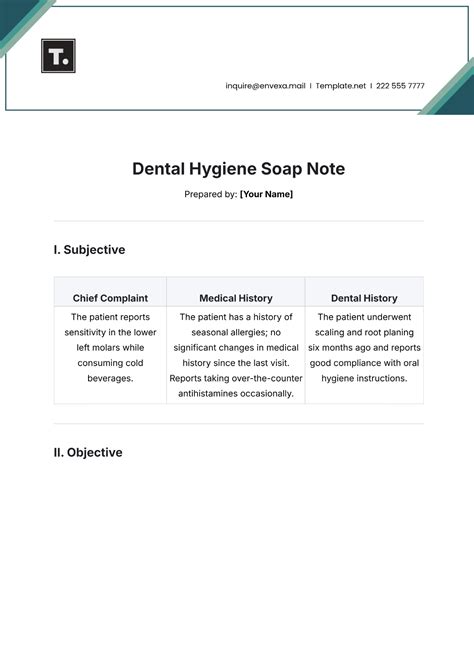 Dental Hygiene Notes Template
