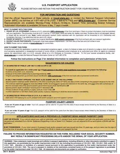 Department Of State Ds11 Passport Application Printable