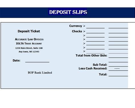 Deposit Slips Template