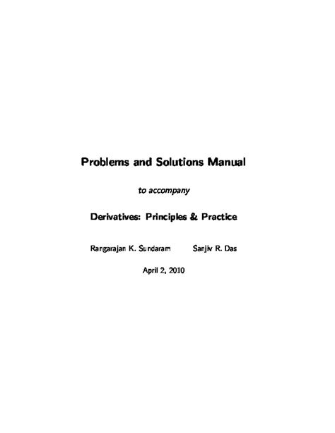 Derivatives Principles And Practice Solutions Manual PDF