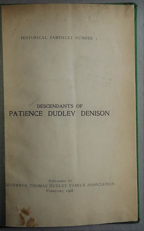Descendants of Patience Dudley Denison Reader