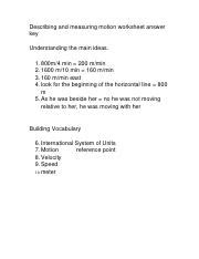 Describing And Measuring Motion Answer Key Reader