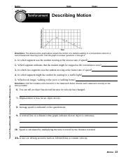 Describing Motion Reinforcement 1 Answers Doc