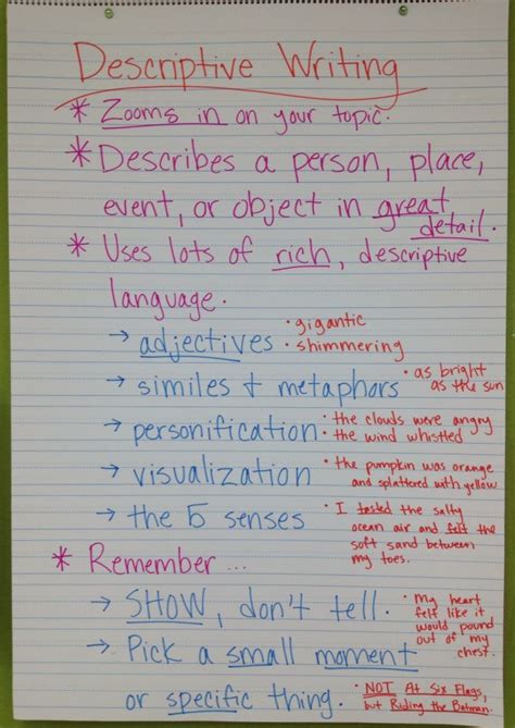 Descriptive Language Anchor Chart
