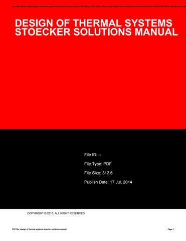 Design Of Thermal Solutions Stoecker Reader