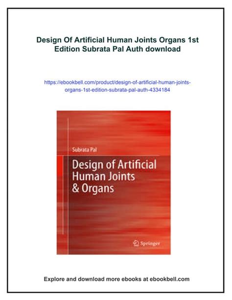 Design of Artificial Human Joints & Organs Epub