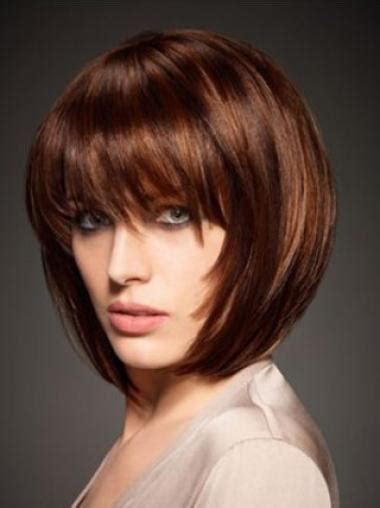 Designed Auburn Straight Chin Length Human Hair Wigs