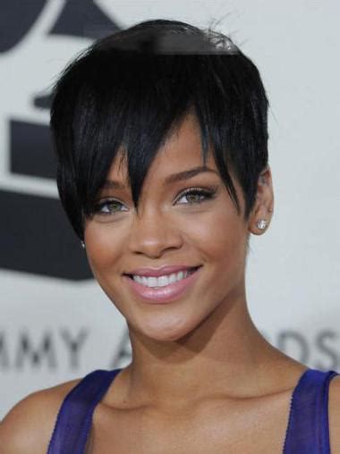 Designed Black Cropped Rihanna Wigs