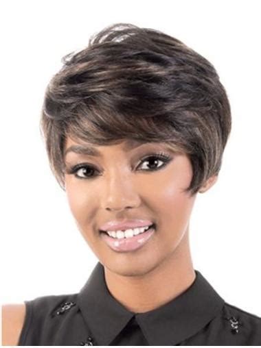 Designed Brown Wavy Short African American Wigs