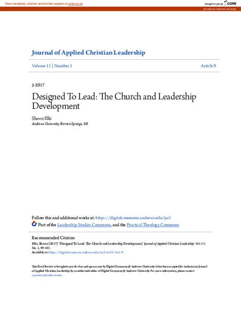 Designed Lead Church Leadership Development PDF