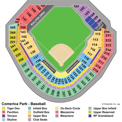 Detailed Seating Chart Of Comerica Park