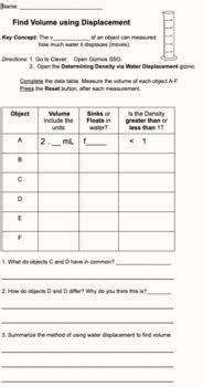 Determining Density By Water Displacement Gizmo Answers Kindle Editon