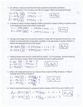 Determining Empirical Formulas Answer Key Instructional Fair Reader