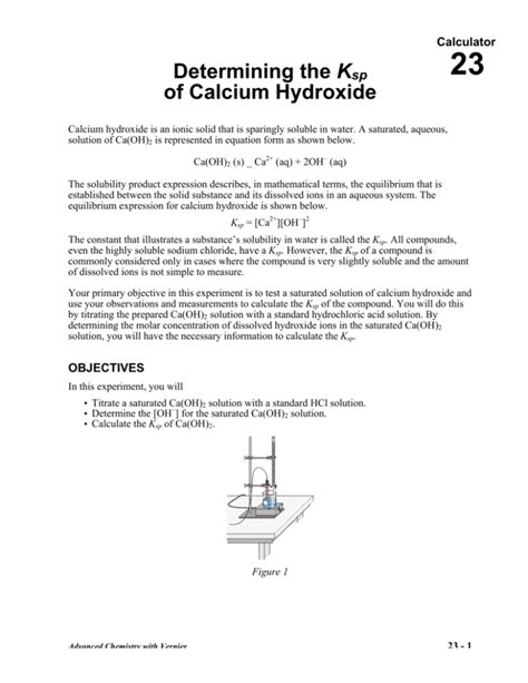 Determining Ksp Of Calcium Hydroxide Lab Answers Epub