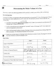 Determining Molar Volume Gas Pre Lab Answers Reader