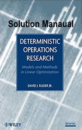 Deterministic Operations Research Solutions Manual PDF