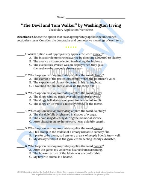 Devil And Tom Walker Answers Doc