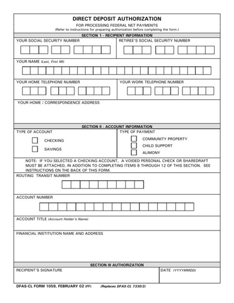 Dfas Former Spouse Direct Deposit Form