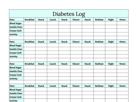 Diabetes Log Sheet Printable Ebook Ebook Doc