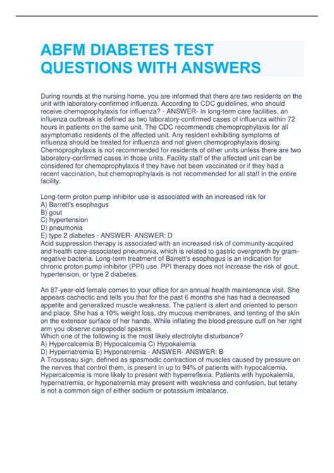 Diabetes Test Questions Amp Answers Epub