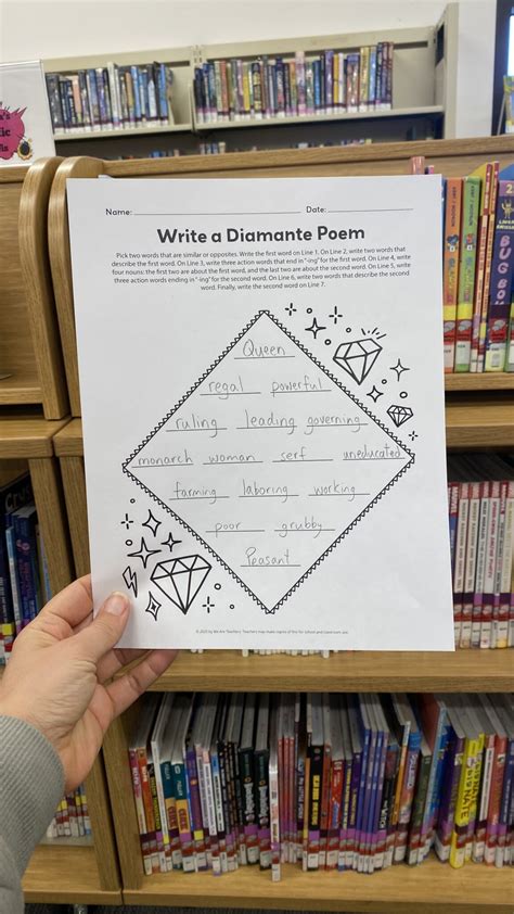 Diamante Poem Template
