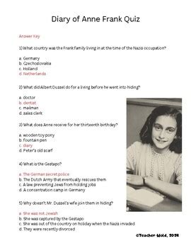 Diary Of Anne Frank Ar Test Answers PDF Doc