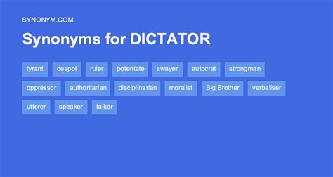 Dictator Synonyms: Unmasking the Tyrants' Vocabulary