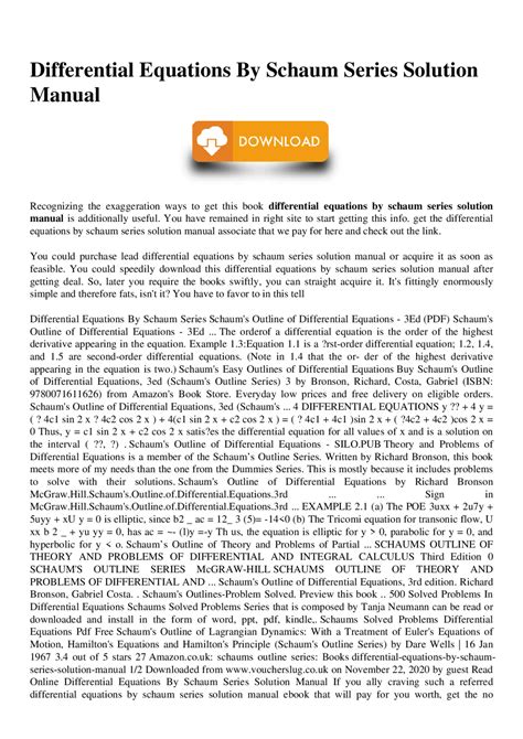 Differential Equations By Schaum Series Solution Manual Doc