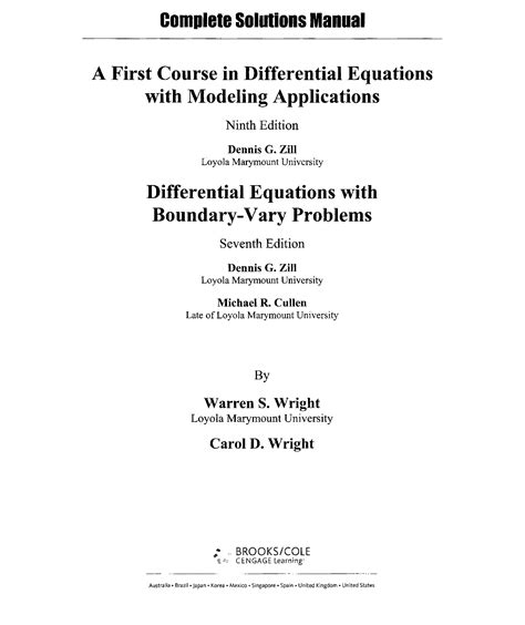 Differential Equations By Zill 7th Edition Solution Manual Epub