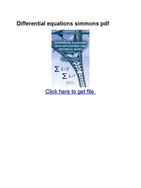 Differential Equations Simmons Solutions PDF