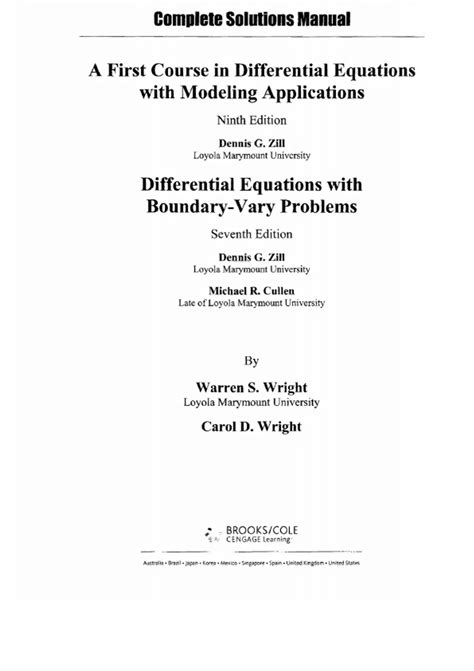 Differential Equations Zill Solution Manual 9th Epub