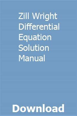 Differential Equations Zill Wright Solution Manual Kindle Editon