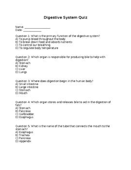 Digestive System Multiple Choice Quiz With Answers Epub