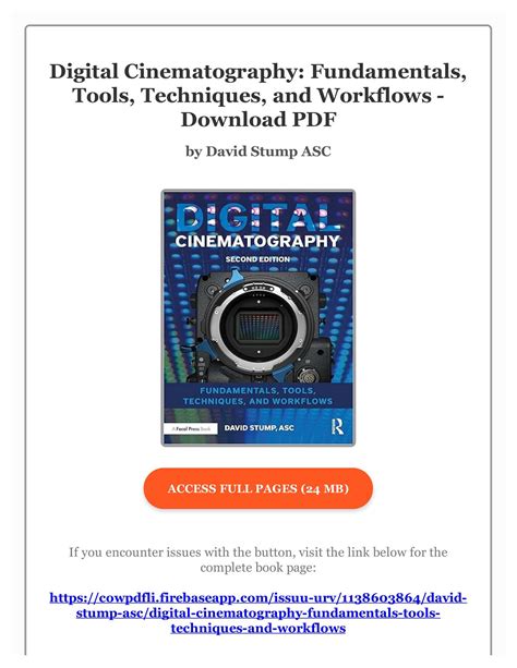 Digital Cinematography: Fundamentals, Tools, Ebook Epub