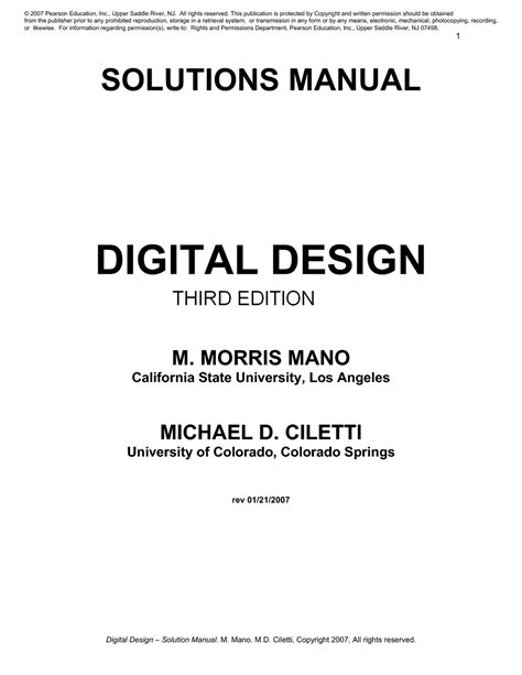 Digital Design Mano Solution Manual 3rd Edition Epub