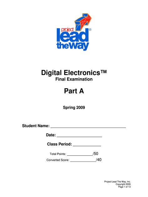 Digital Electronics Final Exam Answers Doc