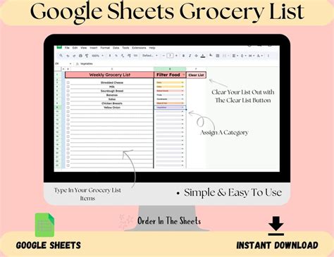 Digital Grocery List Template