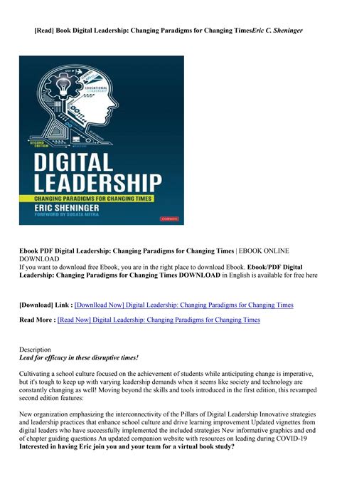 Digital Leadership Changing Paradigms for Changing Times Epub