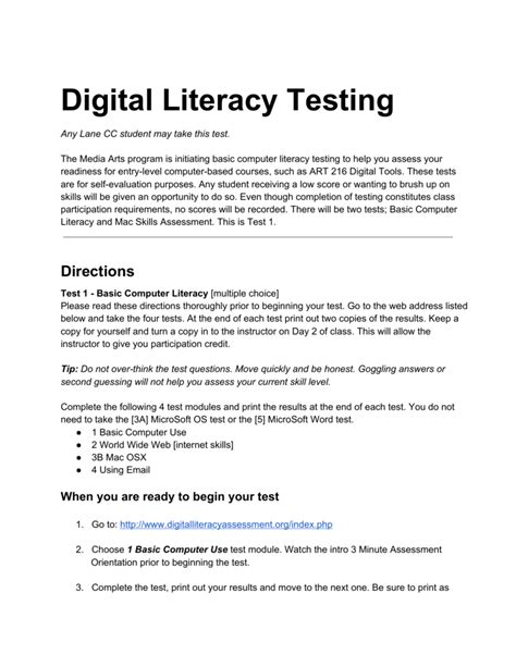 Digital Literacy Test Answers Kindle Editon