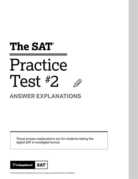 Digital SAT Practice Test 2 Answers