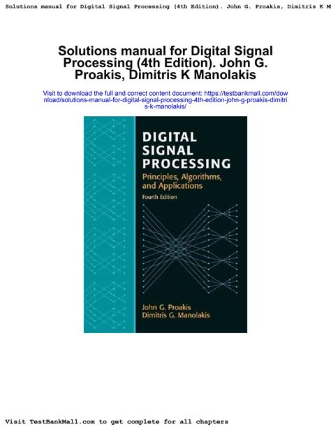 Digital Signal Processing 4th Edition Solutions Manual PDF