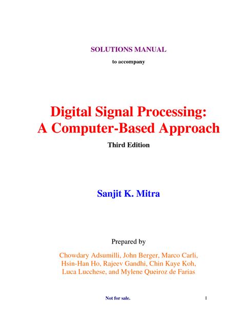 Digital Signal Processing Mitra Solution Manual PDF