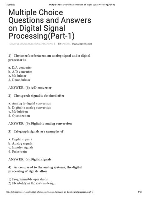 Digital Signal Processing Question And Answer Cse Doc