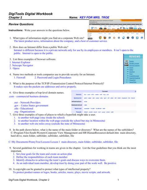 Digitools Digital Workbook Answer Key Epub