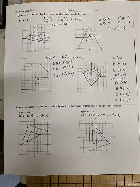 Dilation Worksheet With Answers Reader