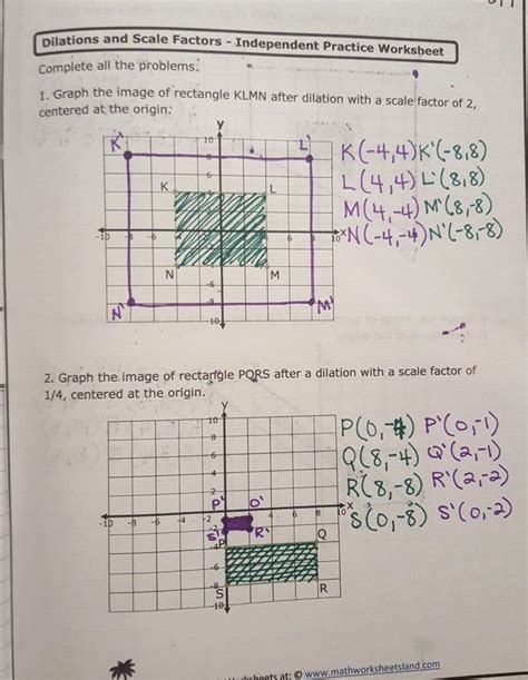 Dilations And Scale Factors Independent Practice Answers Epub