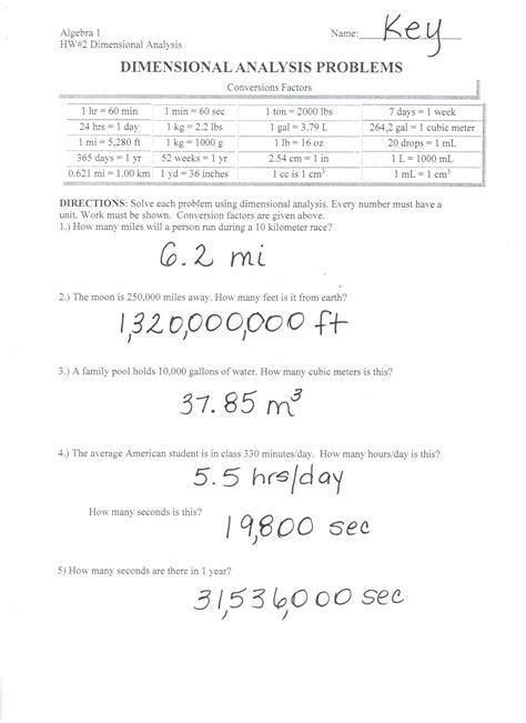 Dimensional Analysis Problems And Answers PDF