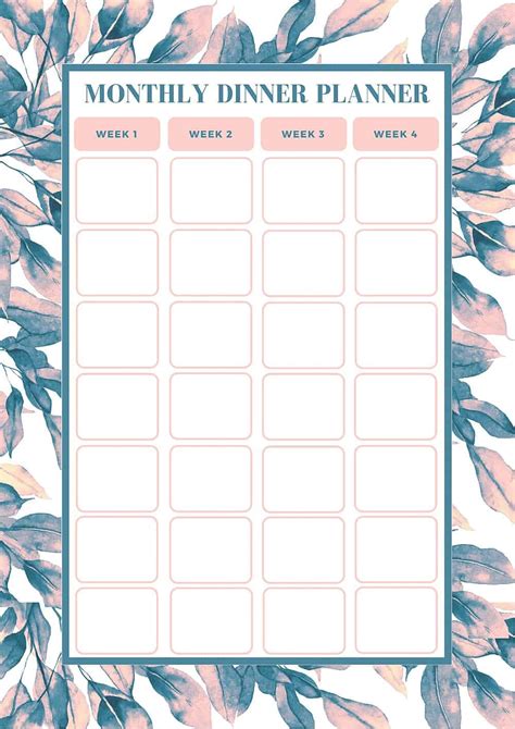 Dinner Planner Template