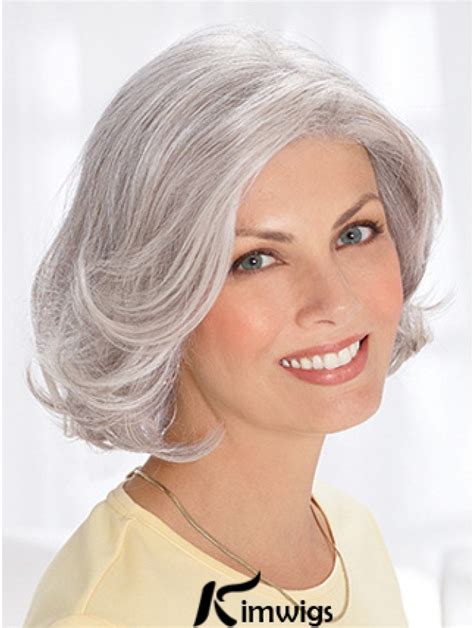 Dip Grey Lady Chin Length Capless Human Wigs: Volume VS Length